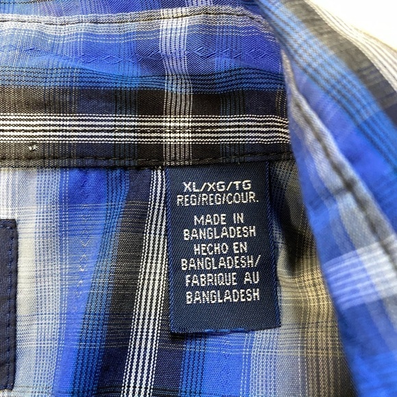 Wrangler Mens Blue Black Plaid Pearl Snap Western Rodeo Rockabilly Shirt Size XL - Picture 4 of 6